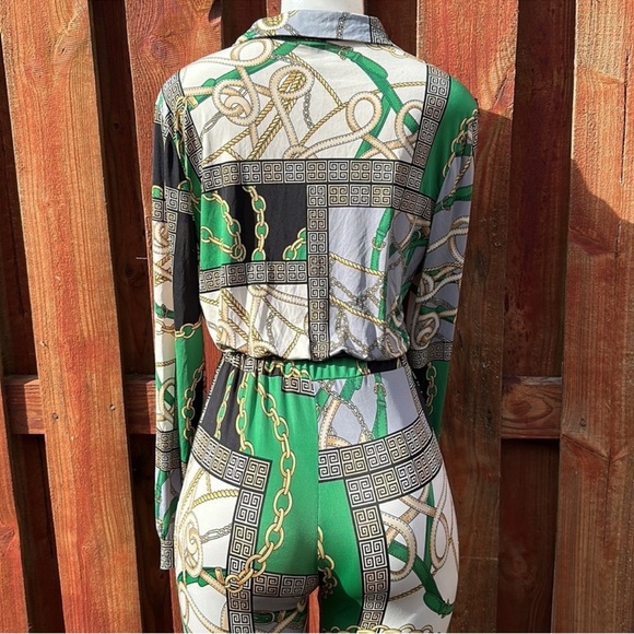 Fashion Queen Stylish Green and Black Patterned Women's Jumpsuit Size M - Picture 11 of 13